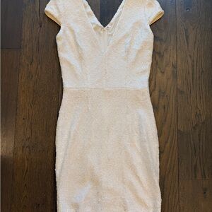 Dress the Population Cream V-Neck Mini Dress